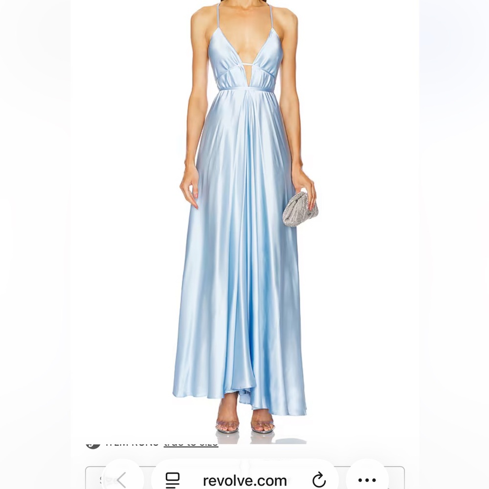 Michael Costello Light Blue Satin Maxi Dress